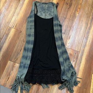 Boutique BOHO outfit black slip dress and duster - size small